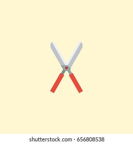 Flat Icon Secateurs Element. Vector Illustration Of Flat Icon Scissors Isolated On Clean Background. Can Be Used As Secateurs, Pruner And Scissors Symbols.