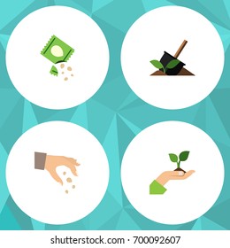 Flat Icon Seed Set Of Care, Packet, Soil And Other Vector Objects. Also Includes Packet, Seed, Sowing Elements.