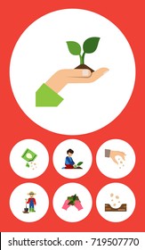 Flat Icon Seed Set Of Care, Sow, Seed And Other Vector Objects. Also Includes Packet, Farmer, Glove Elements.