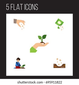 Flat Icon Seed Set Of Sow, Seed, Care And Other Vector Objects. Also Includes Florist, Hand, Seed Elements.