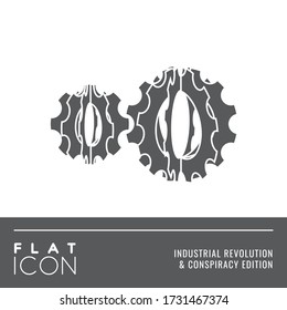 Flat Icon Series - Bacteria Shape Gears Sign as Industry 4.0 and Coronavirus Connection Symbol in Industrial Revolution and Conspiracy Edition - Vector Pictogram Graphic Design