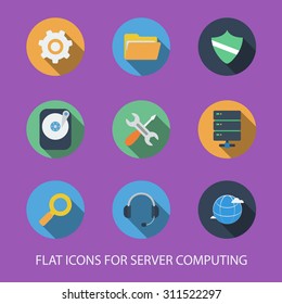 Flat Icon For Server Computing