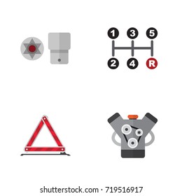 Flat Icon Service Set Of Carrying, Turnscrew, Warning And Other Vector Objects. Also Includes Emergency, Screwdriver, Car Elements.