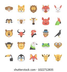 Flat Icon Set of Animals and Birds 