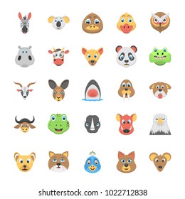 Flat Icon Set of Animals and Birds 