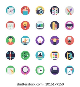 Flat Icon Set of Art and Design 