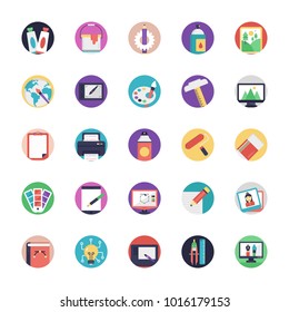 Flat Icon Set of Art and Design