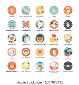 
Flat Icon Set of Astrological, Numerological and Palmistry Symbols
