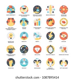
Flat Icon Set of Astronomical, Numerological and Palmistry Symbols
