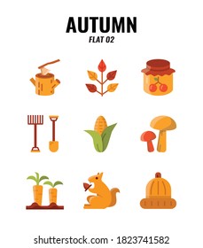 Flat icon set of autumn season concept. icons set2