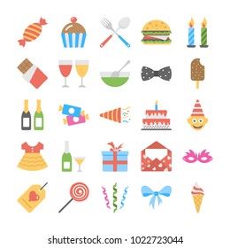 Flat Icon Set of Birthday 