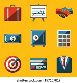 Flat icon set. Business