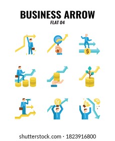 Flat icon set of business and arrows concept. icons set4