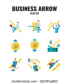 Flat icon set of business and arrows concept. icons set3