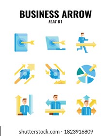 Flat icon set of business and arrows concept. icons set1