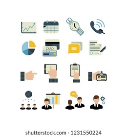 Flat icon set of business, time management objects and tools elements. Management, job project. Logo icons. Vector illustration. Logo icons vector illustration