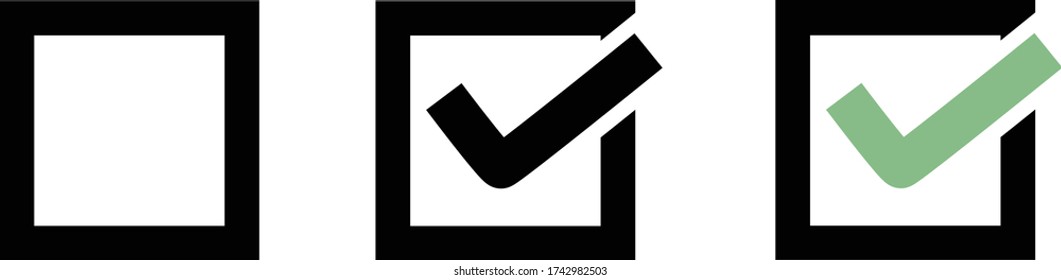 A flat icon set of a checkbox.  