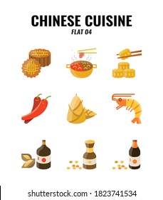 Flat icon set of Chinese traditional food and cuisine. icons set4