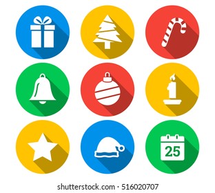 Flat icon set of Christmas