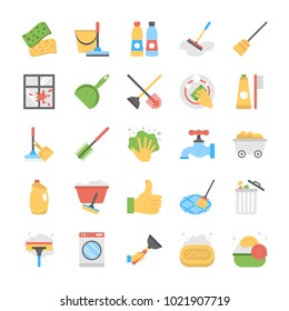 
Flat Icon Set of Cleaning Equipment 
