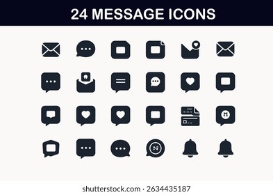 Flat Icon Set of Communication and Media Icons