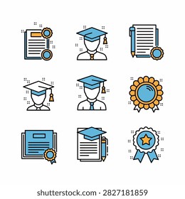 Flat icon set of computers laptops and servers with network connections