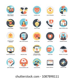 
Flat Icon Set of Dating 
