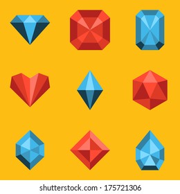 Flat Icon Set. Diamond