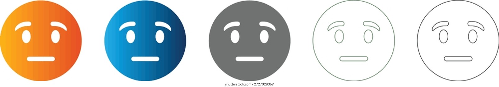 Ein flaches Symbolset mit einem besorgten Gesichtssymbol in einem schwarzen Vektor, einzeln auf weißem Hintergrund. Teil eines größeren, konsistenten Symbolsatzes.