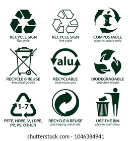 flat icon set for green eco packaging, vector illustration, eps10