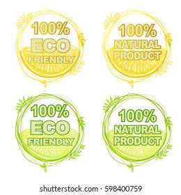 Flat icon set for green eco cleaning. Stock vector.