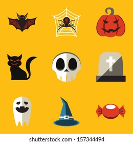 Flat icon set. Halloween