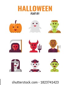 Flat icon set of halloween. icons set1