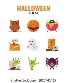 Flat icon set of halloween. icons set4