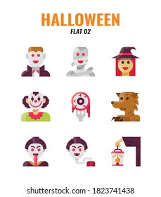 Flat icon set of halloween. icons set2