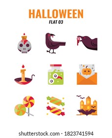 Flat icon set of halloween. icons set3