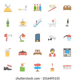 
Flat Icon Set of Hotels and Restaurants 
