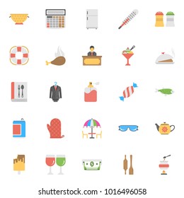 
Flat Icon Set of Hotels and Restaurants 
