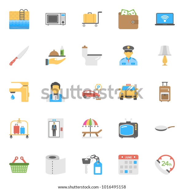 \
Flat Icon Set of\
Hotels and Restaurants\
\
