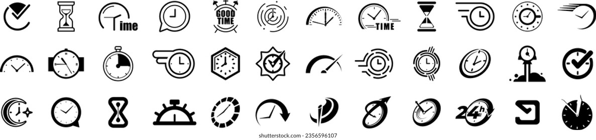 Сlock flat icon. Set hourglass icons, sandglass timer. chrono collection. Vector illustration