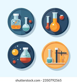 Flat Icon Set: Laboratory Instruments - Flask and Test Tube