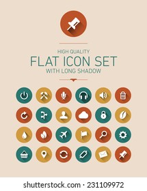 Flat icon set with long shadow