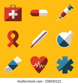 Flat icon set. Medical
