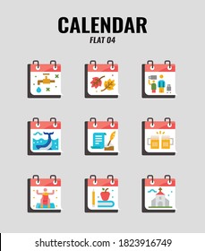 Flat icon set of memorial and holiday calendar. icons set4