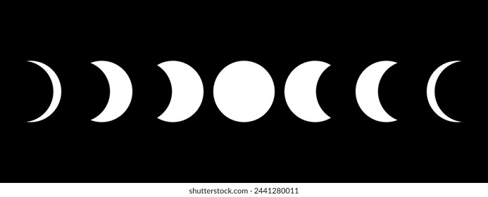 Flat icon set of Moon Phases isolated on white background. Vector illustration