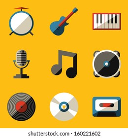 Flat icon set. Music