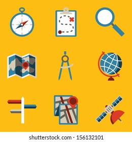 Flat icon set. Navigation