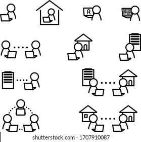 it is flat icon set of remote work.