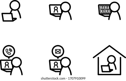 it is flat icon set of remote work.