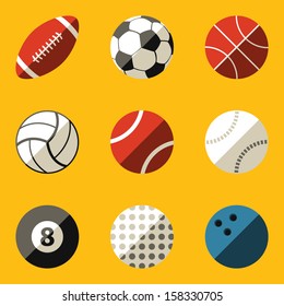 Flat icon set. Sport ball